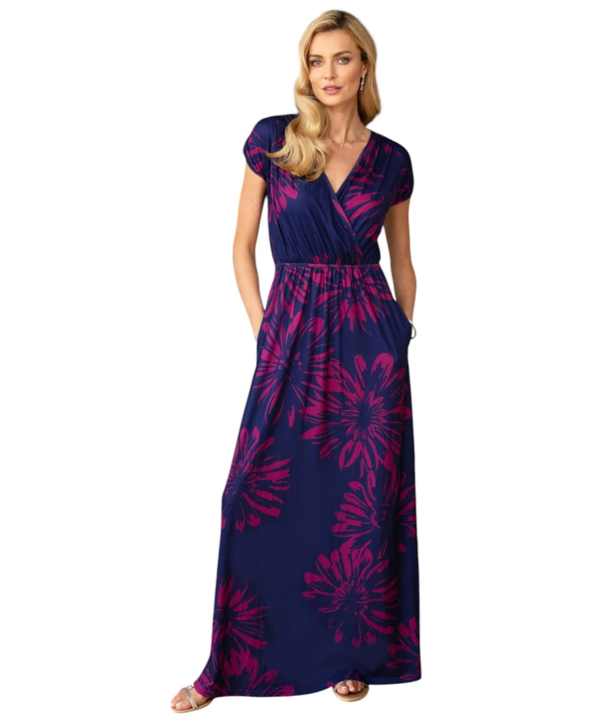 Faux-Wrap Jersey Maxi Dress by Hotsquash London