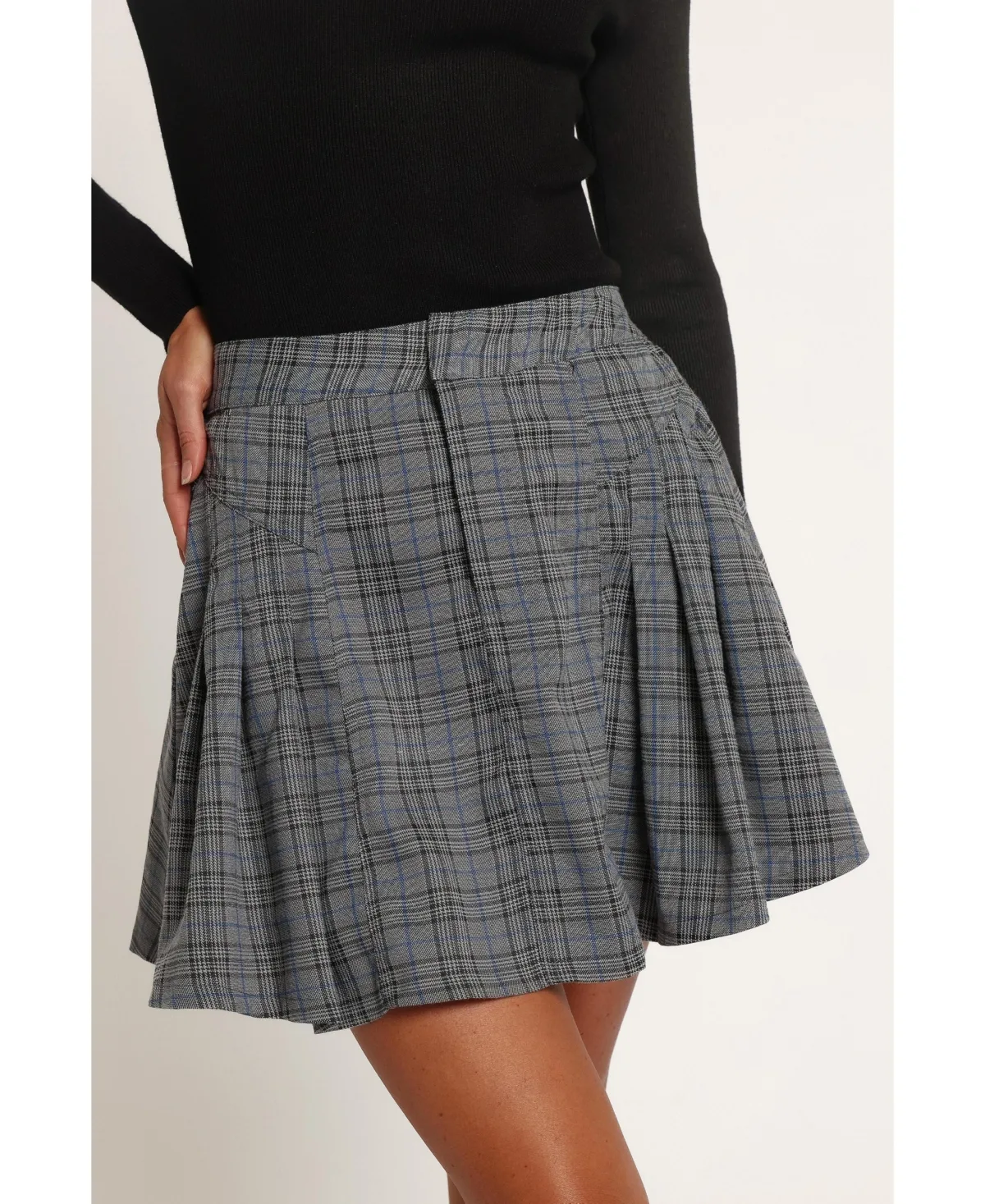 Alek Pleated Plaid High-Waisted Mini Skirt by Petal and Pup