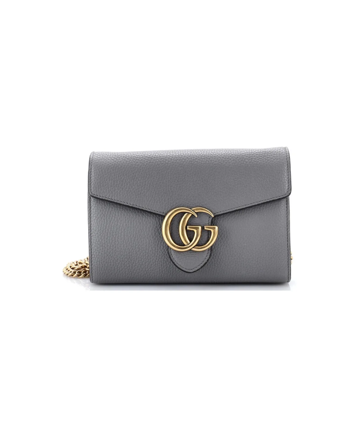 Pre-Owned Gucci Mini Gg Marmont Chain Wallet Leather by Gucci