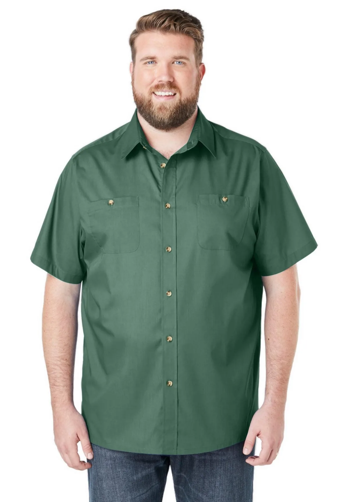 Short-Sleeve Pocket Sport Shirt by Kingsize