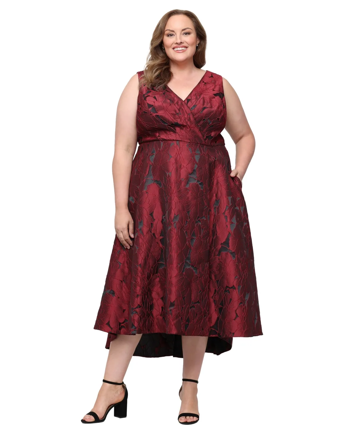 Surplice High-Low Floral Dress by Sl Fashions