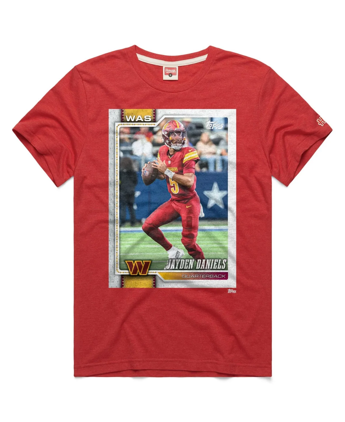 Jayden Daniels Washington Commanders Nfl Topps Trading Card Tri-Blend T-Shirt by Homage