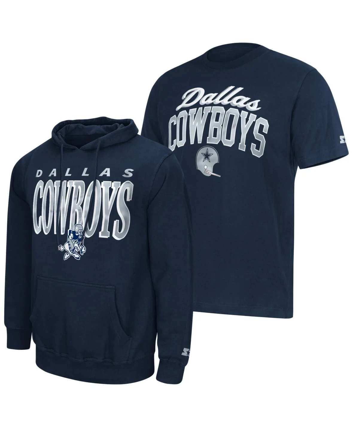Dallas Cowboys Vintage Logo T-Shirt Hoodie Set by Starter