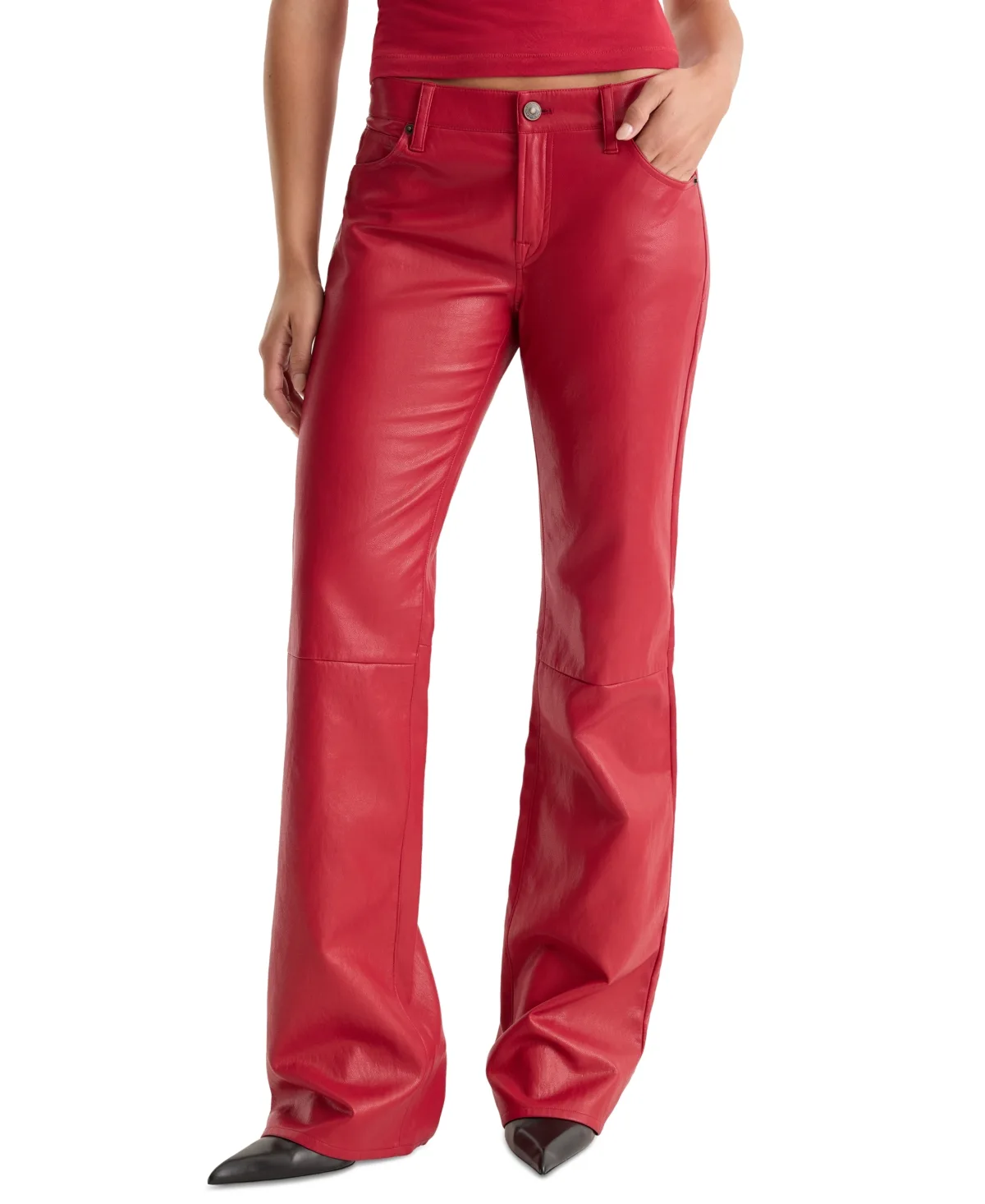 Low-Rise Bootcut Faux Leather Jeans by GOOD AMERICAN