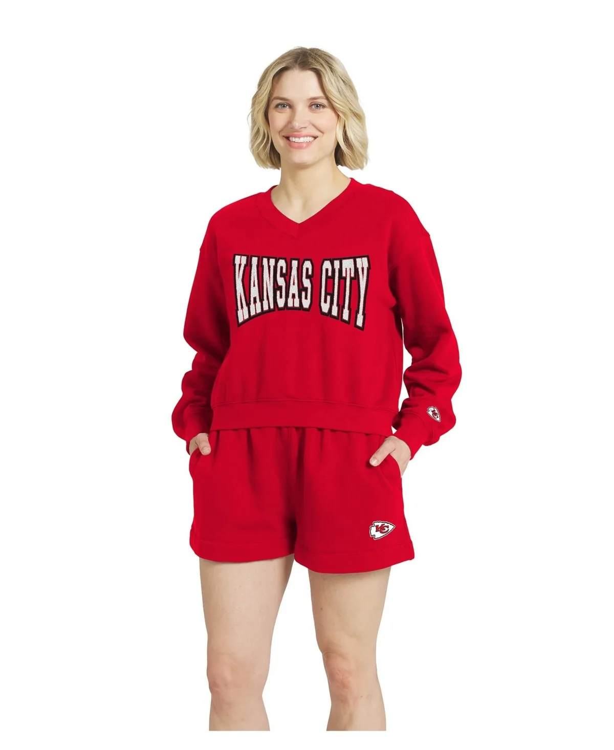 Kansas City Chiefs Fleece V-Neck Lounge Set by Wear by Erin Andrews