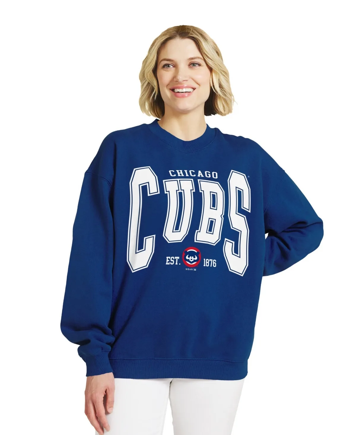 Chicago Cubs Oversized Team Fleece Sweatshirt by Wear by Erin Andrews