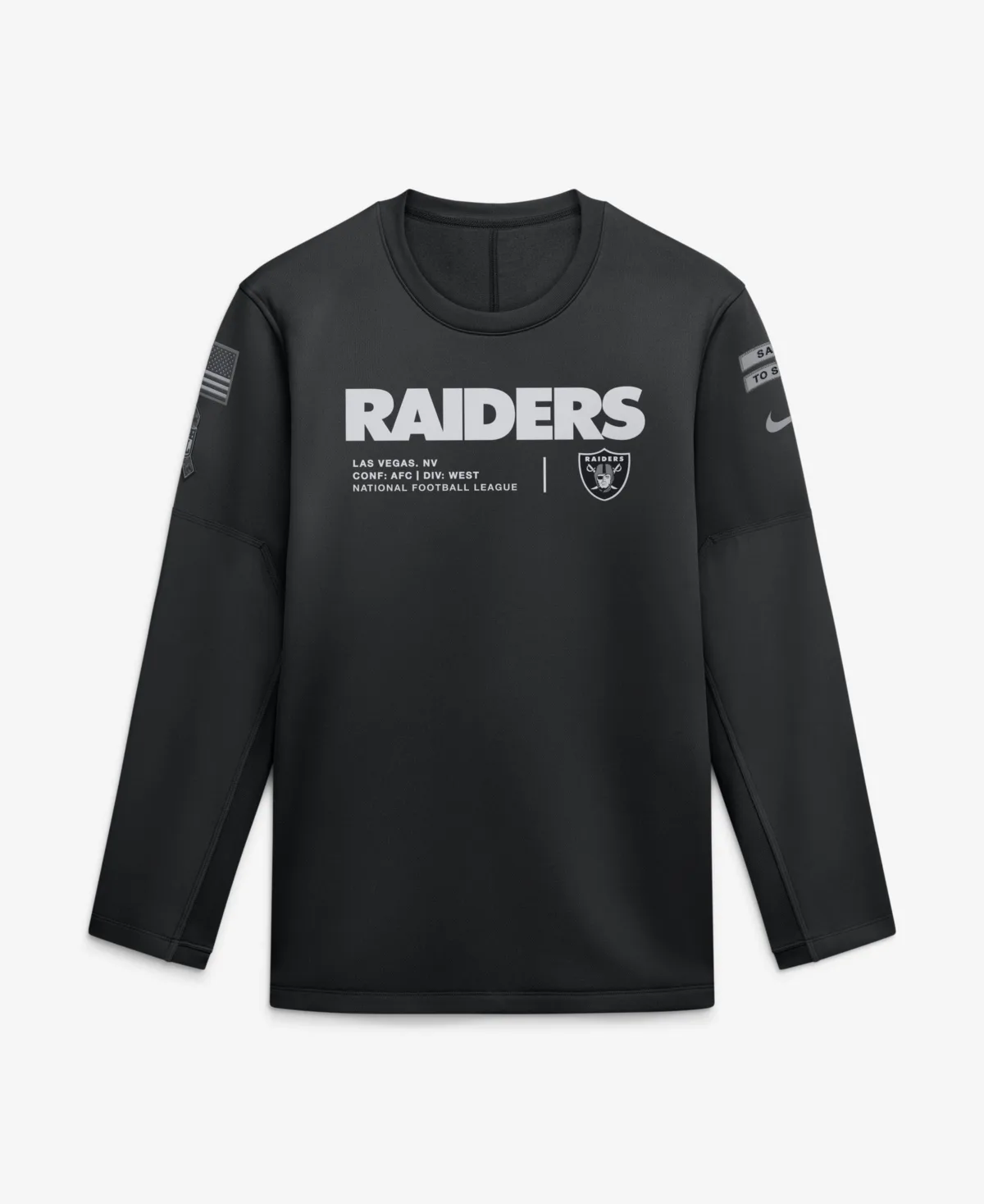 Las Vegas Raiders 2026 Salute to Service Sideline Coaches Crewneck Therma-Fit Sweatshirt