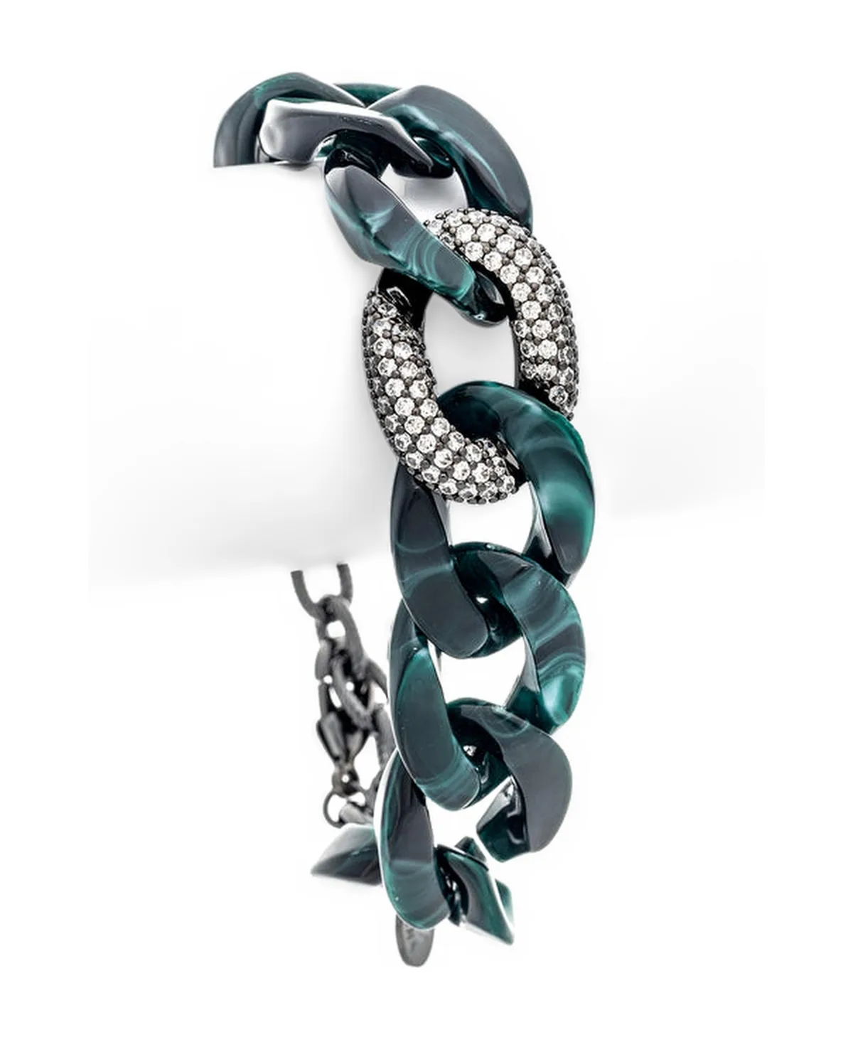 Cubic Zirconia Pave Acrylic Link Bracelet by Rivka Friedman