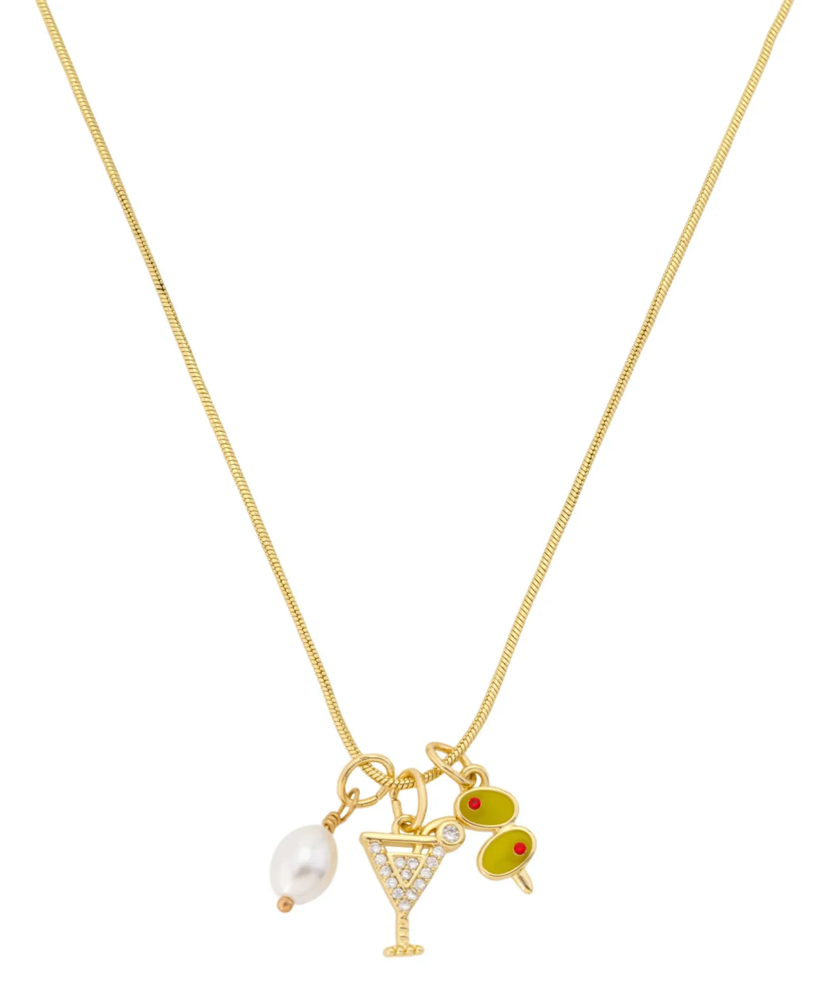 Cubic Zirconia/Crystal Gold-Tone Martini Neck Necklace by Unwritten