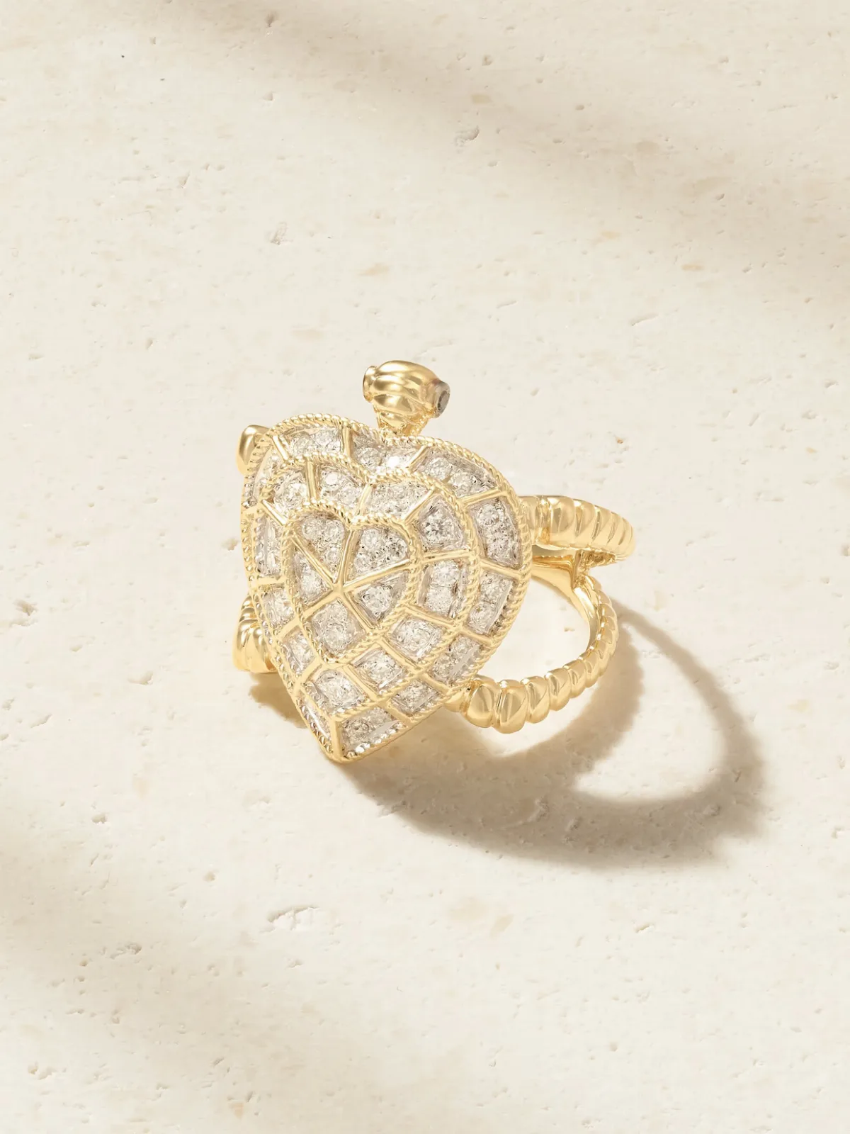 - Bague Tortue Coeur 9-karat Gold Diamond Ring -