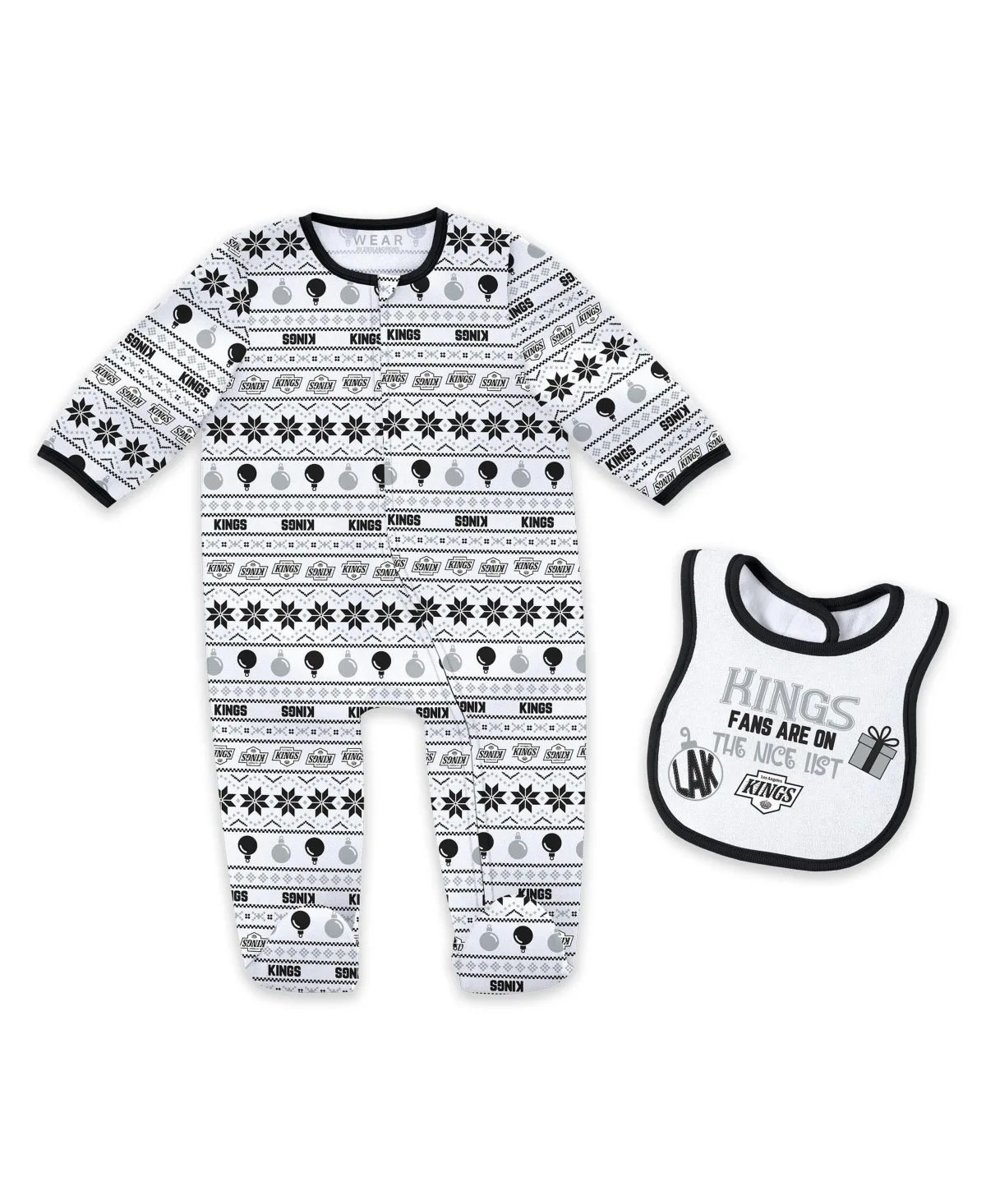 Los Angeles Kings Allover Print Full-Zip Sleeper Bib Christmas Set by Wear by Erin Andrews