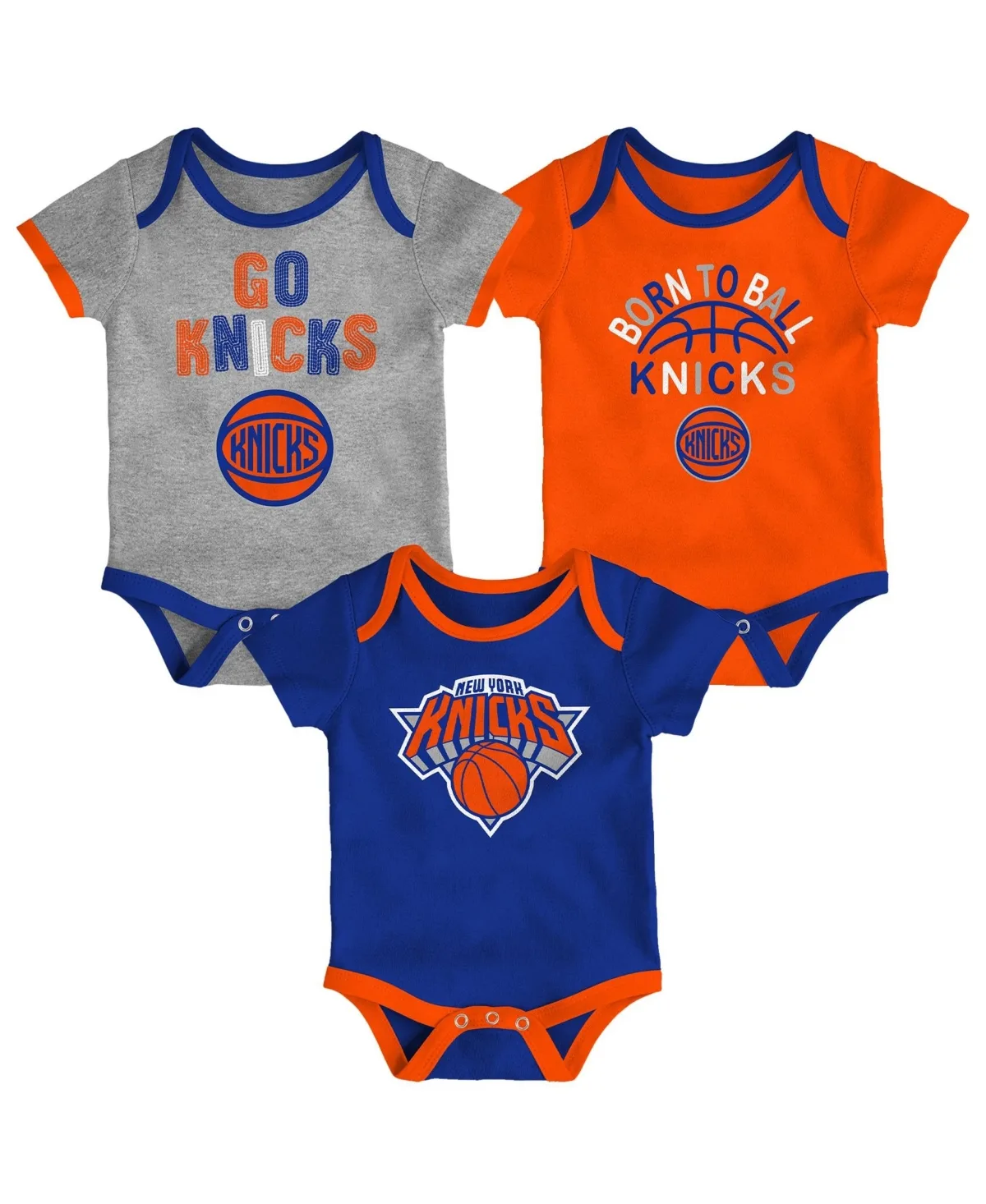 New York Knicks Born to Ball Bodysuit Set, 3-Pack by Outerstuff