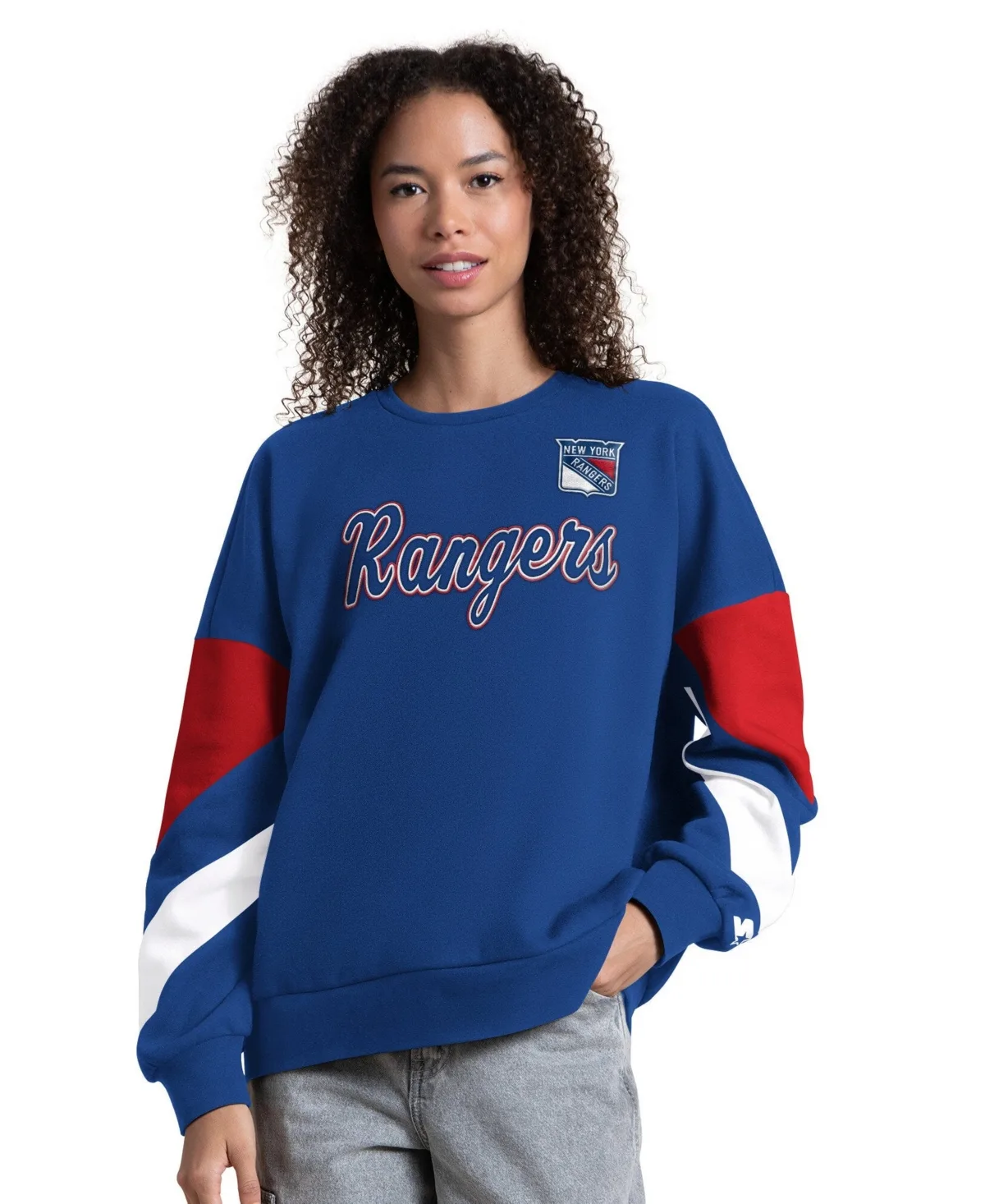 New York Rangers Grand Slam Sleeve Color Block Sweatshirt