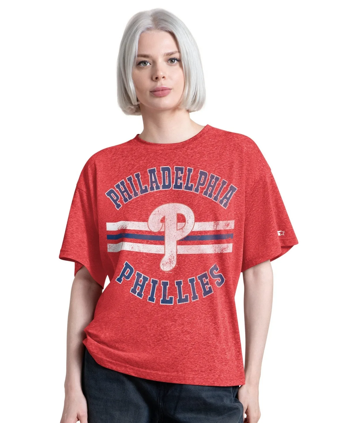 Philadelphia Phillies Jump Shot Boyfriend Tri-Blend T-Shirt by Starter