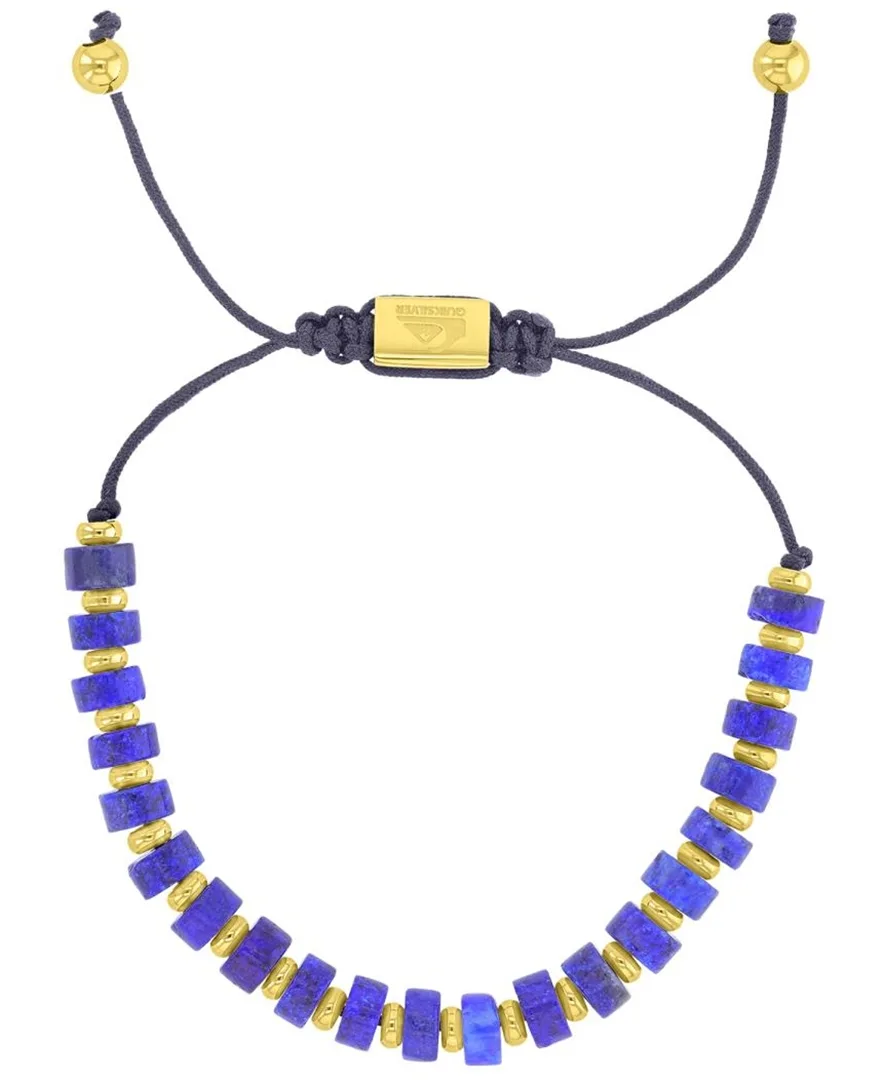 18k Gold-Plated Steel Yellow Lapis Polished Beads Adjustable Bracelet