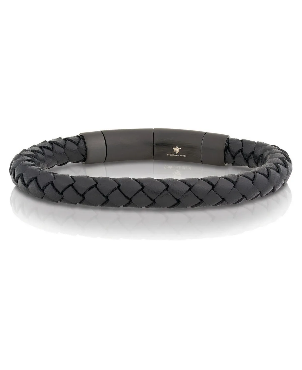 Genuine Leather and Stainless Steel Braided Bracelet