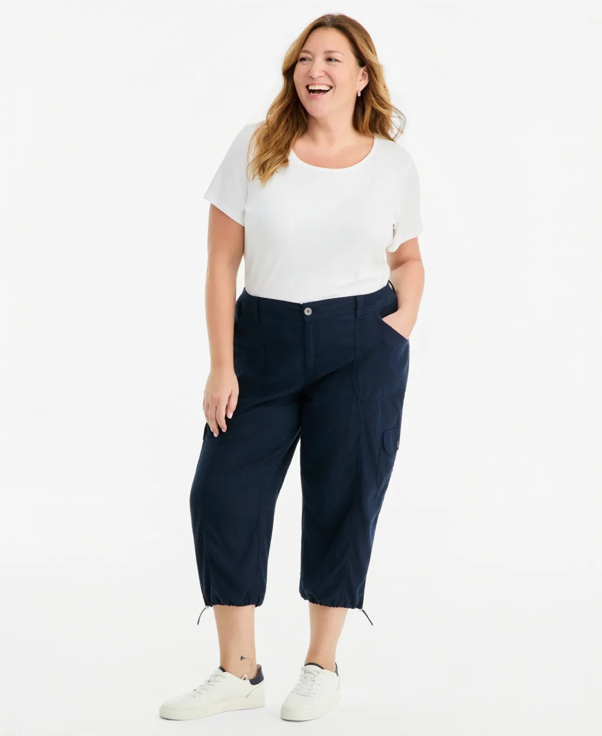 Linen-Blend Cargo Bungee Capris by Style & Co