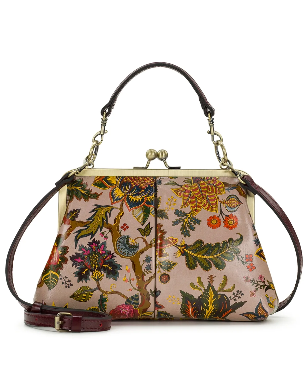 Vione Leather Kisslock Frame Small Crossbody Bag by Patricia Nash