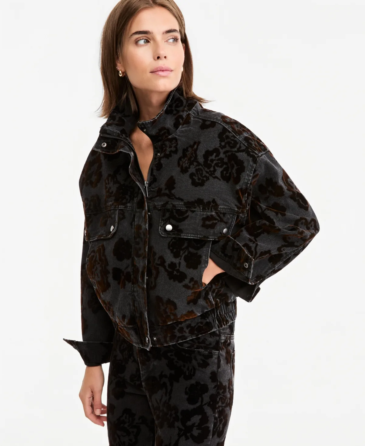 Flocked Relaxed-Fit Bomber Jacket by And Now This