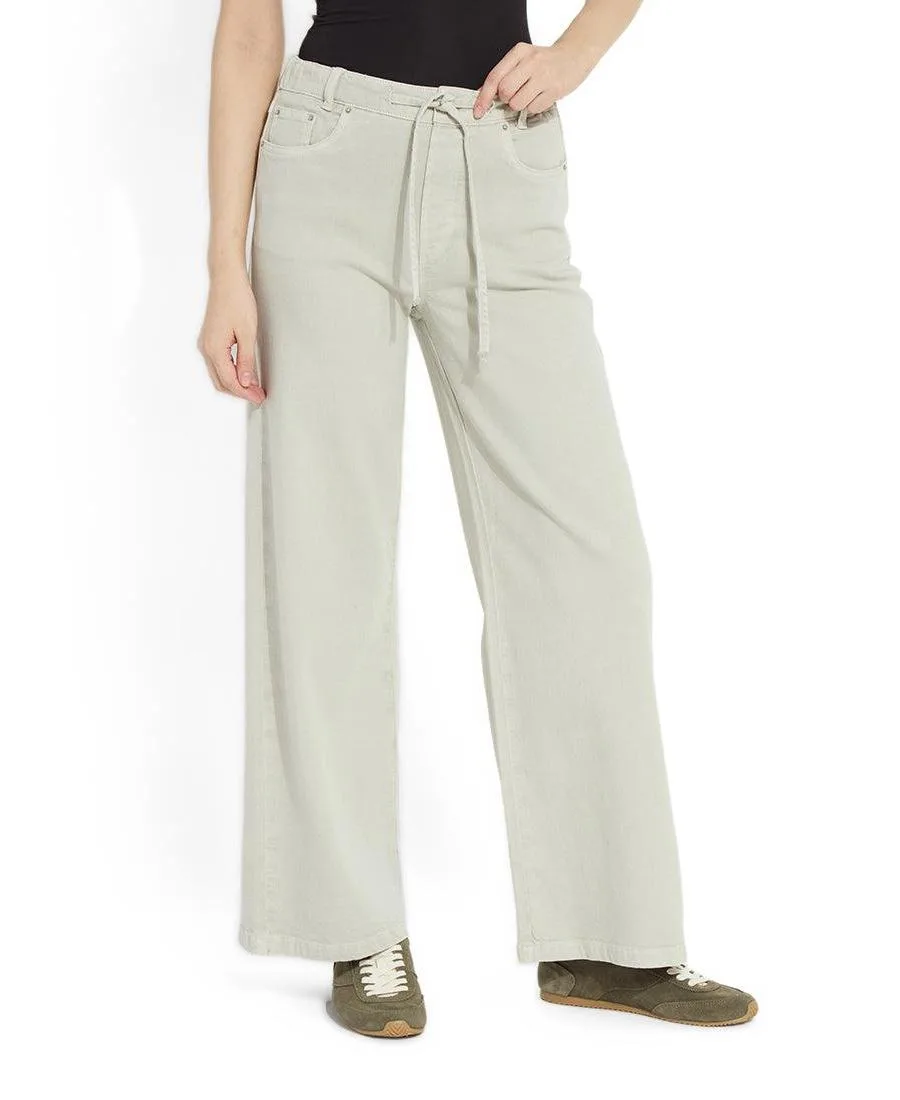 Nellie Drawstring Wide Leg Denim Jeans by Lysse
