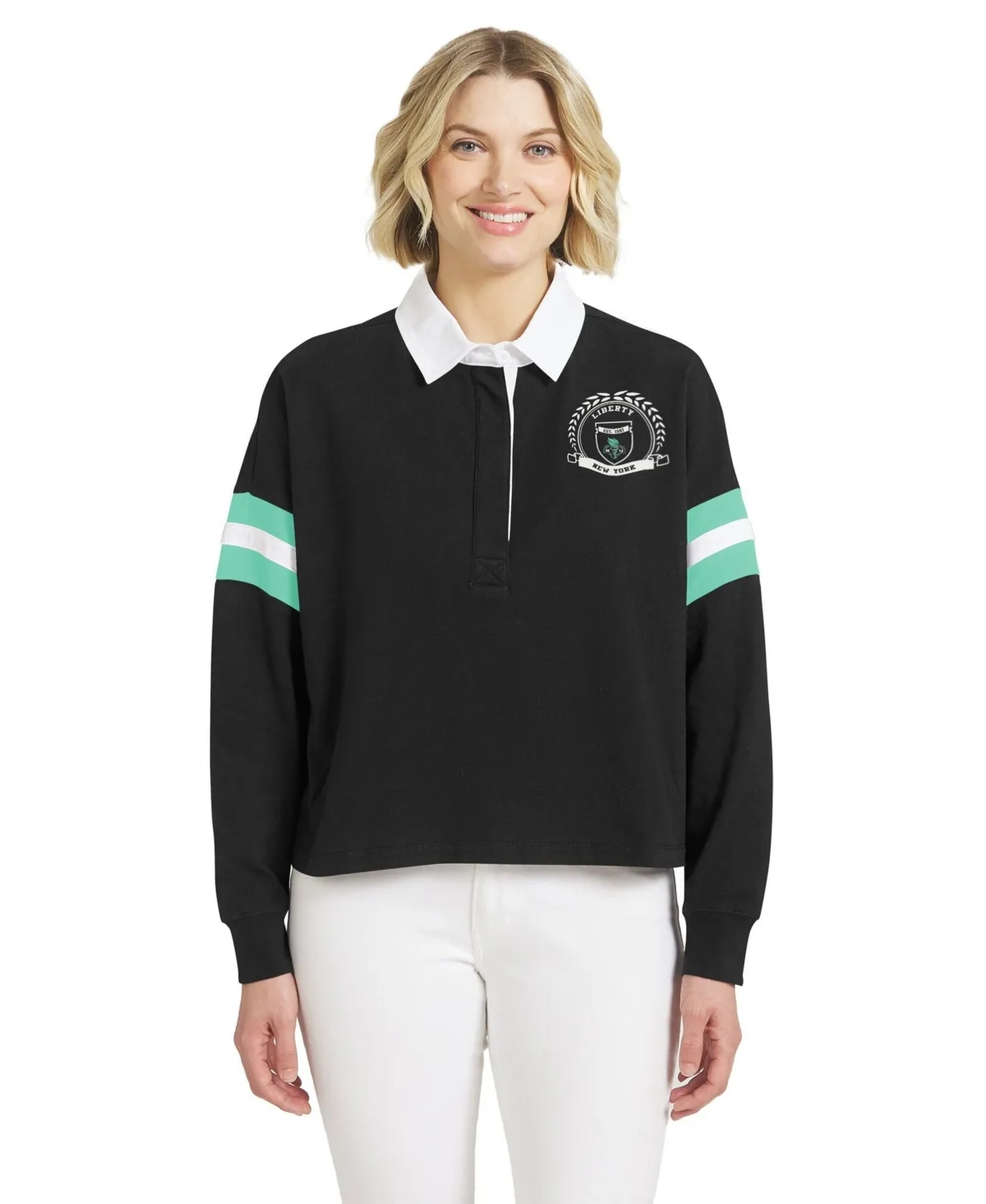 New York Liberty Rugby Polo T-Shirt by Wear by Erin Andrews