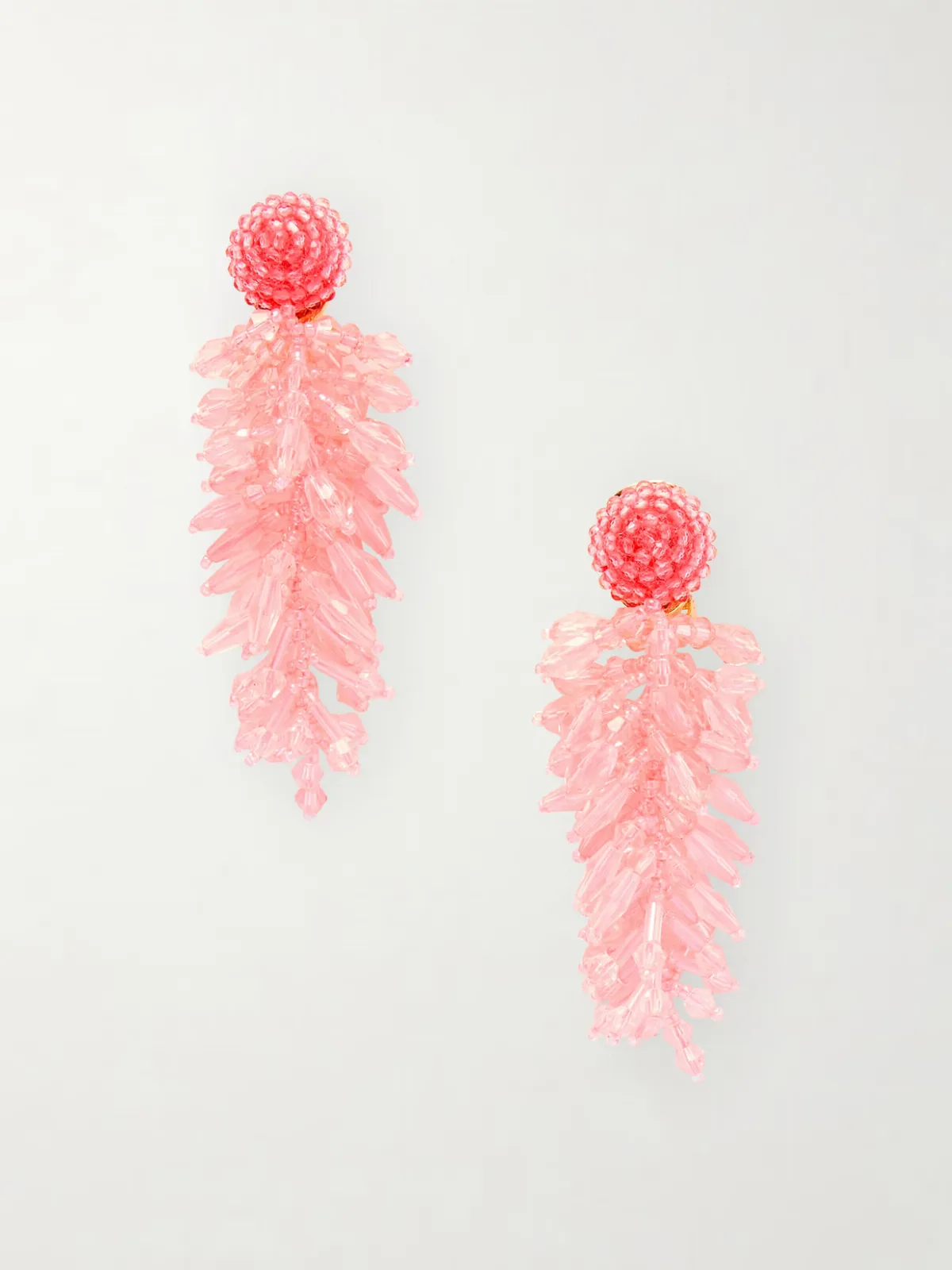 - Cluster Tasseled Beaded Gold-tone Clip Earrings -
