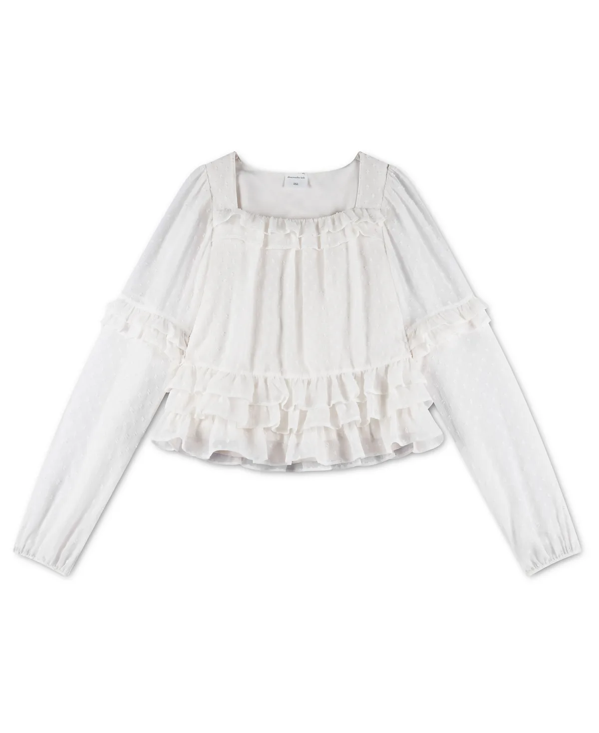 Long-Sleeve Square-Neck Ruffle-Trim Top by Abercrombie Kids