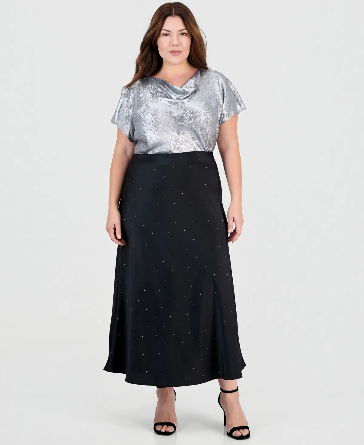 High-Waisted Midi Embellished Skirt by Anne Klein