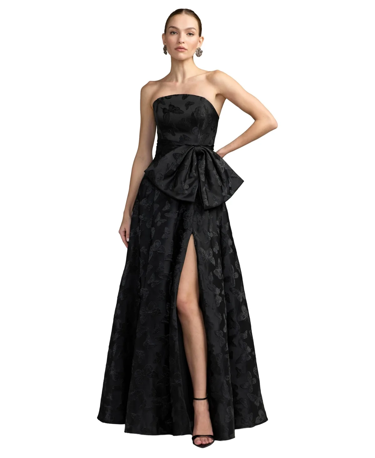 Mac Duggal Strapless Butterfly Brocade A-Line Gown by M.A.C.