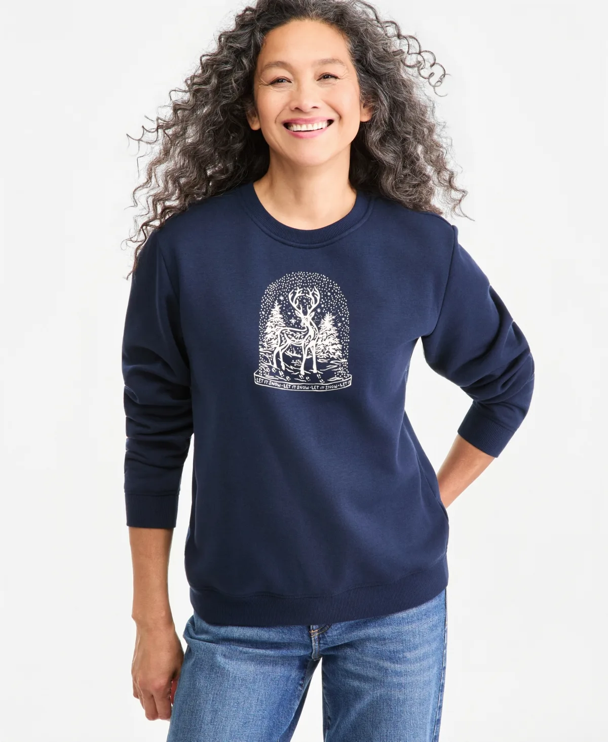 Graphic Long-Sleeve Crewneck Sweatshirt by Style & Co