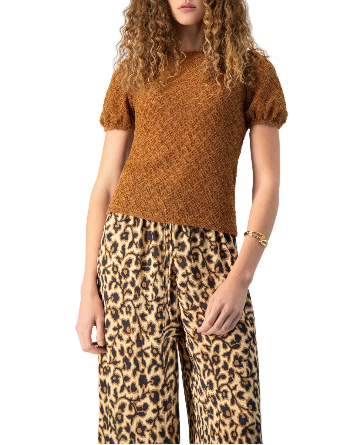 Back Button Knit Crewneck Blouse by Ivonne