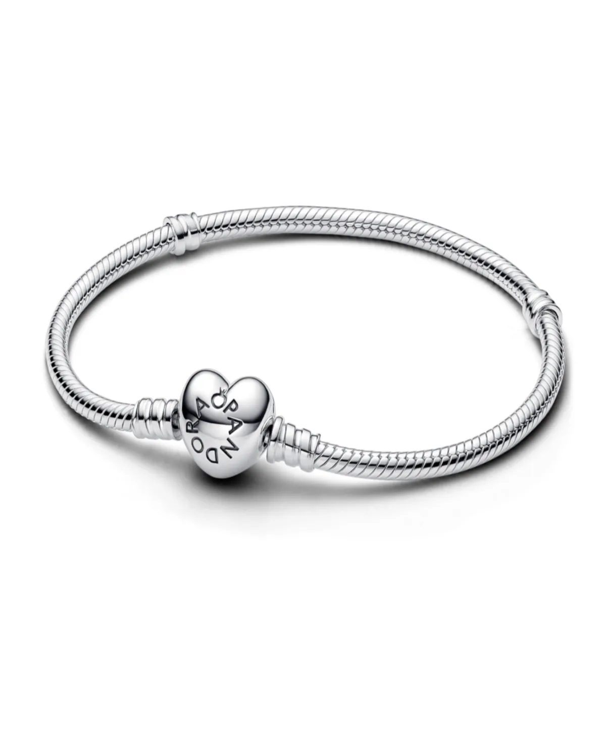 Sterling Silver Heart Clasp Snake Chain Bracelet - Moments Heart Clasp Snake Chain by Pandora