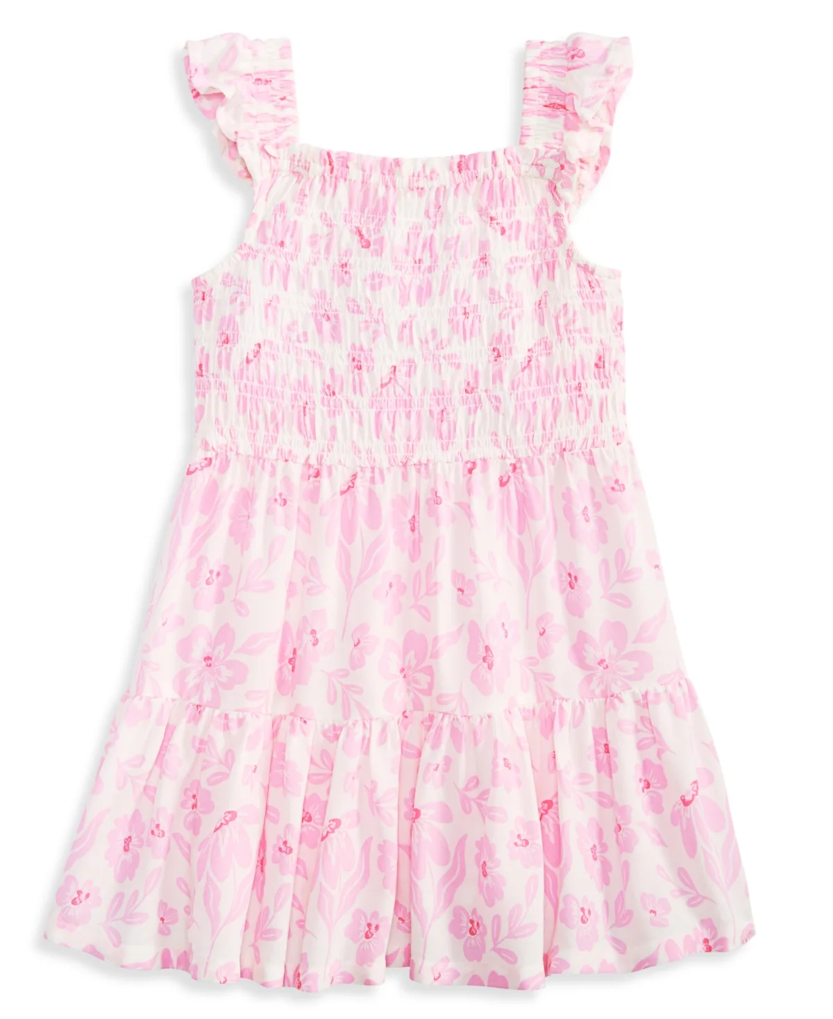Square-Neck Floral-Print Flutter-Sleeve Dress by Epic Threads