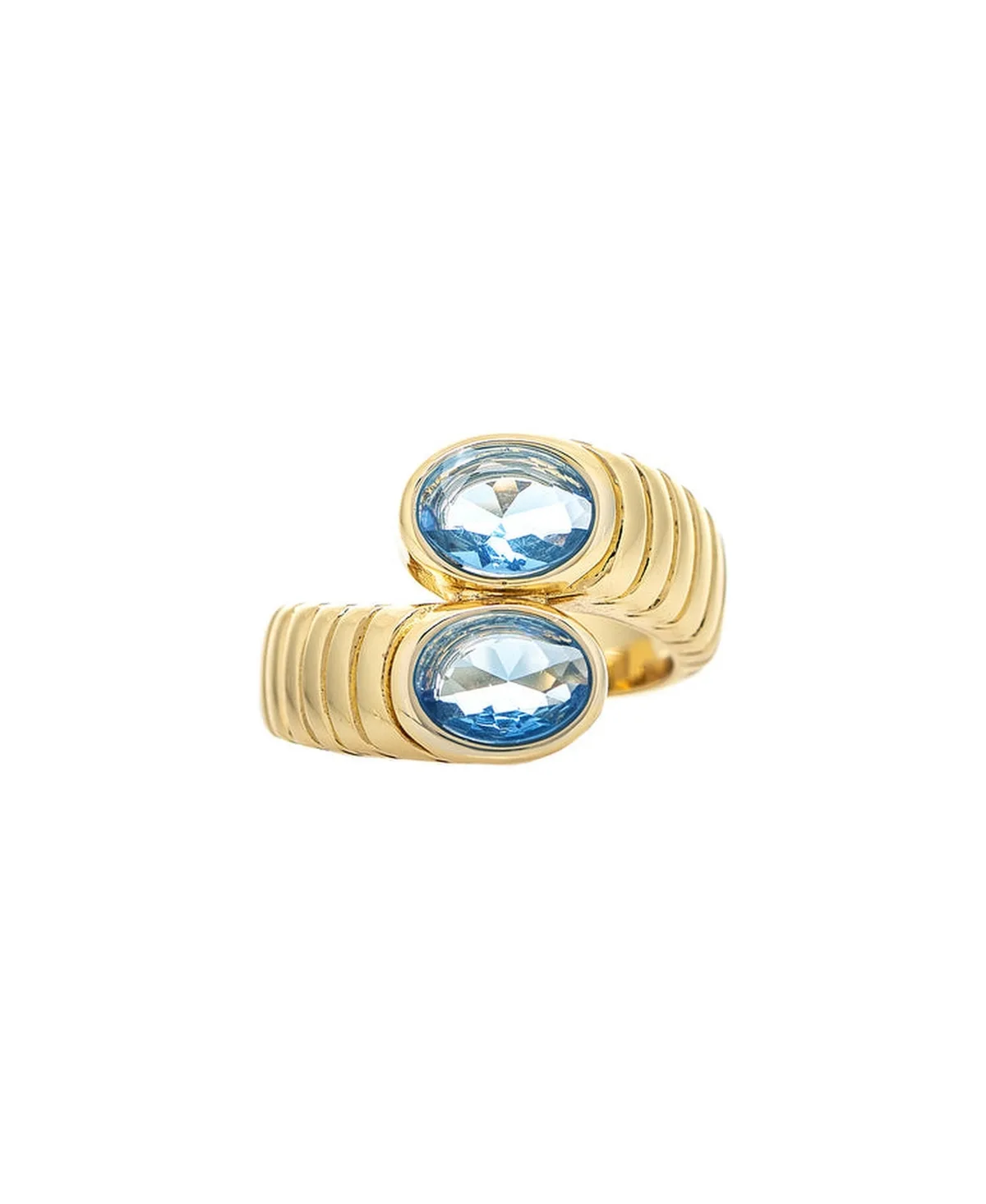 Cubic Zirconia London Blue Oval Bypass Bezel-Set Ring by Rivka Friedman