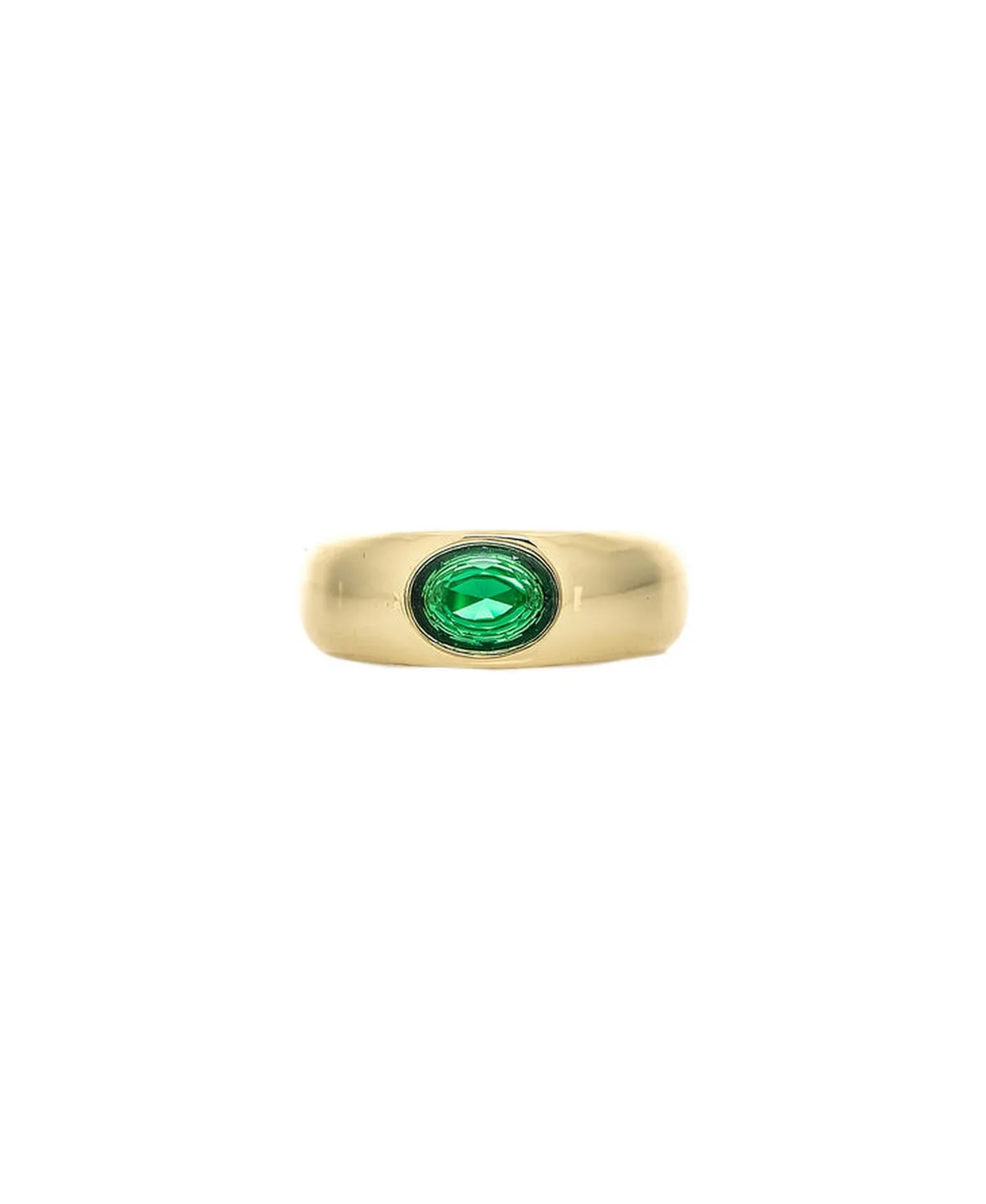 Emerald Green Cubic Zirconia Oval-Cut Bezel-Set Ring by Rivka Friedman