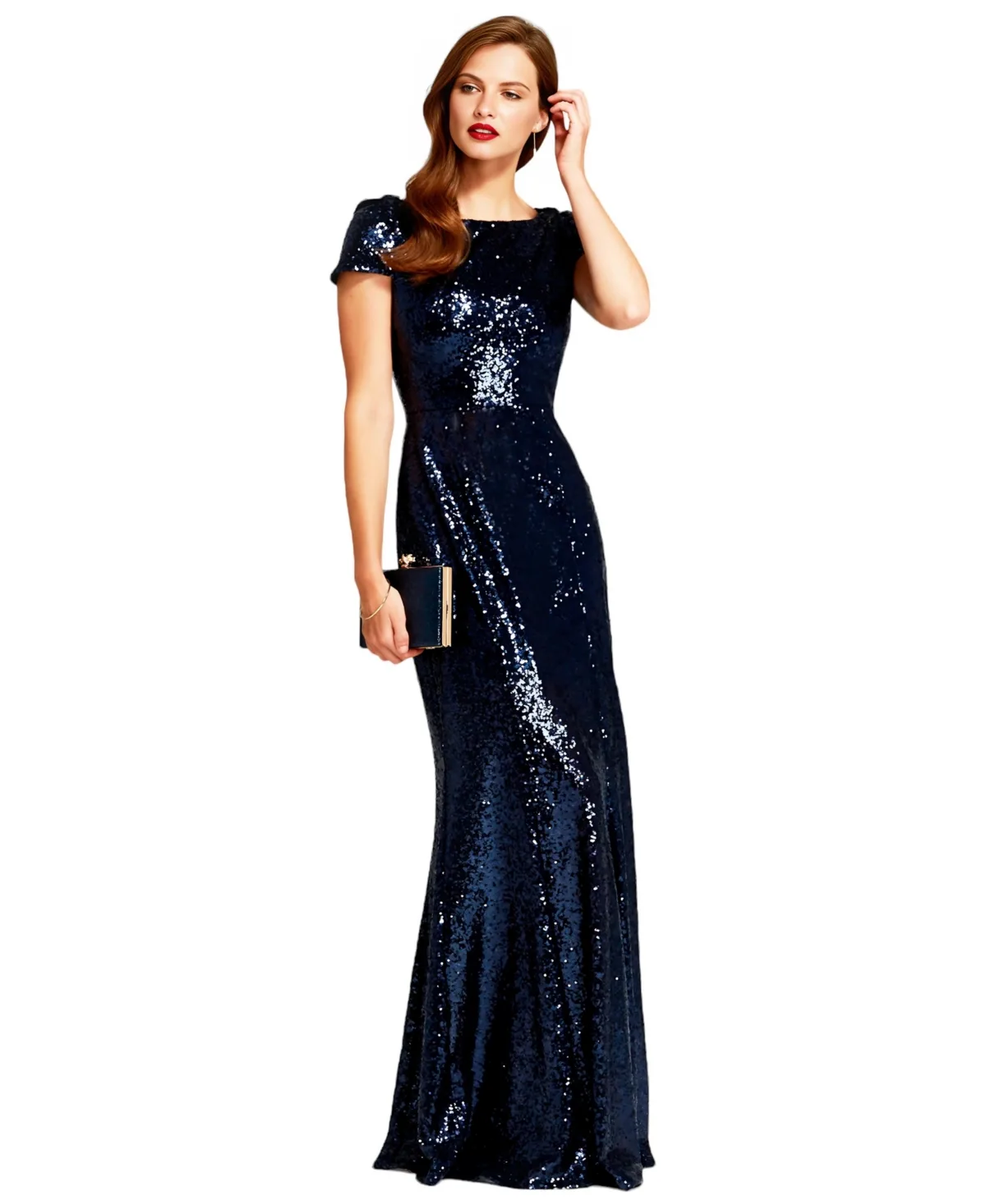 Mermaid Shape Sequin Gown with Cowl Back by Hotsquash London