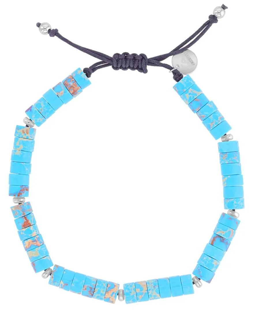 Platinum-Plated Steel Tag Turquoise Adjustable Bracelet by Quiksilver