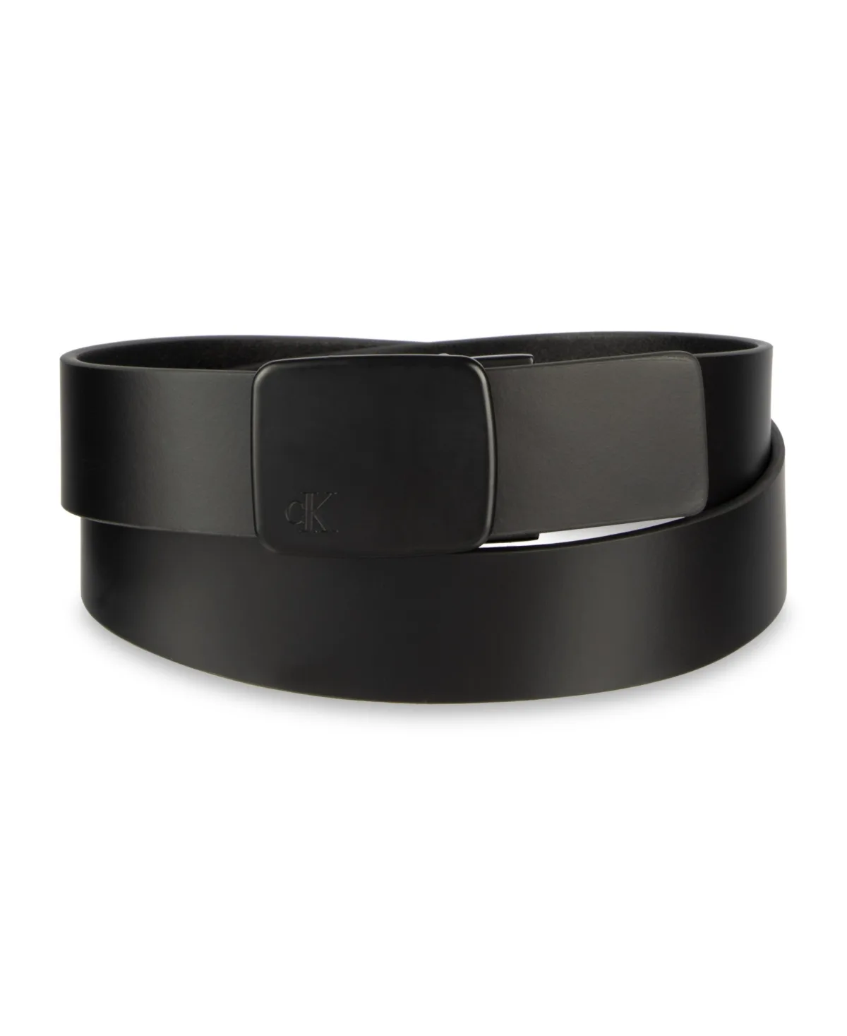Compression-Lock Plaque Leather-Blend Belt by Calvin Klein