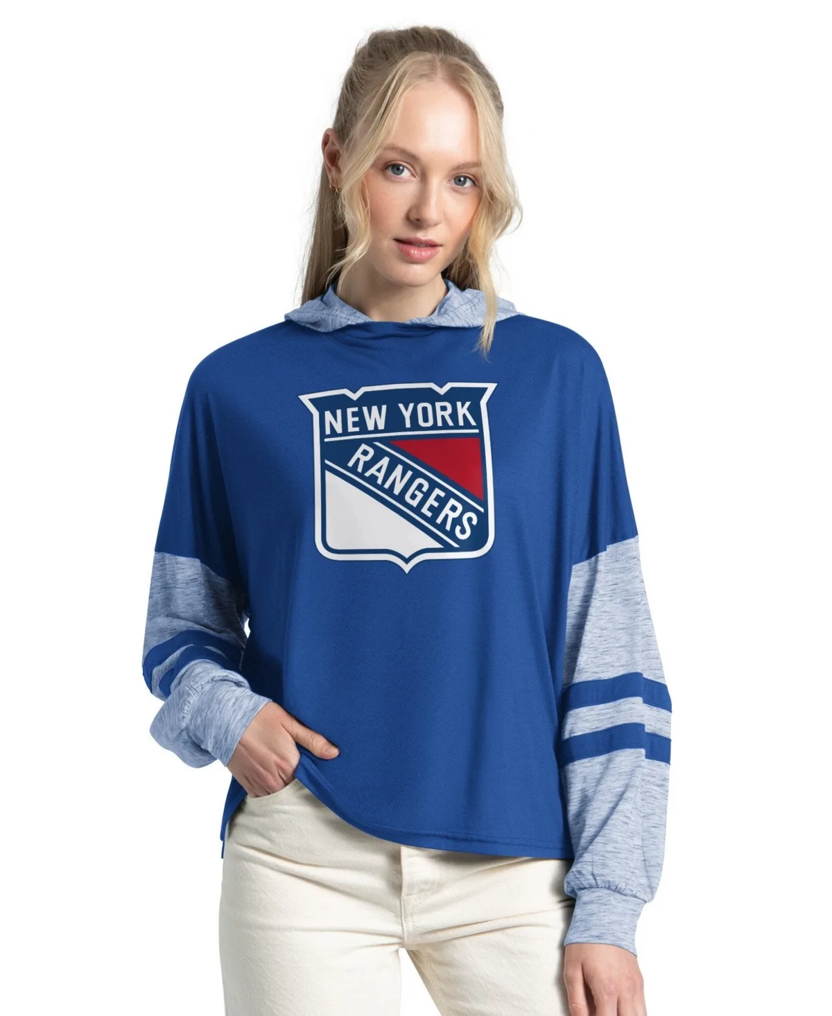 New York Rangers Fuel Up Long Sleeve Hooded T-Shirt