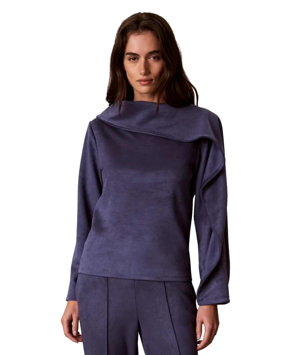 Boat Neck Long-Sleeve Asymmetrical Pullover by Calvin Klein