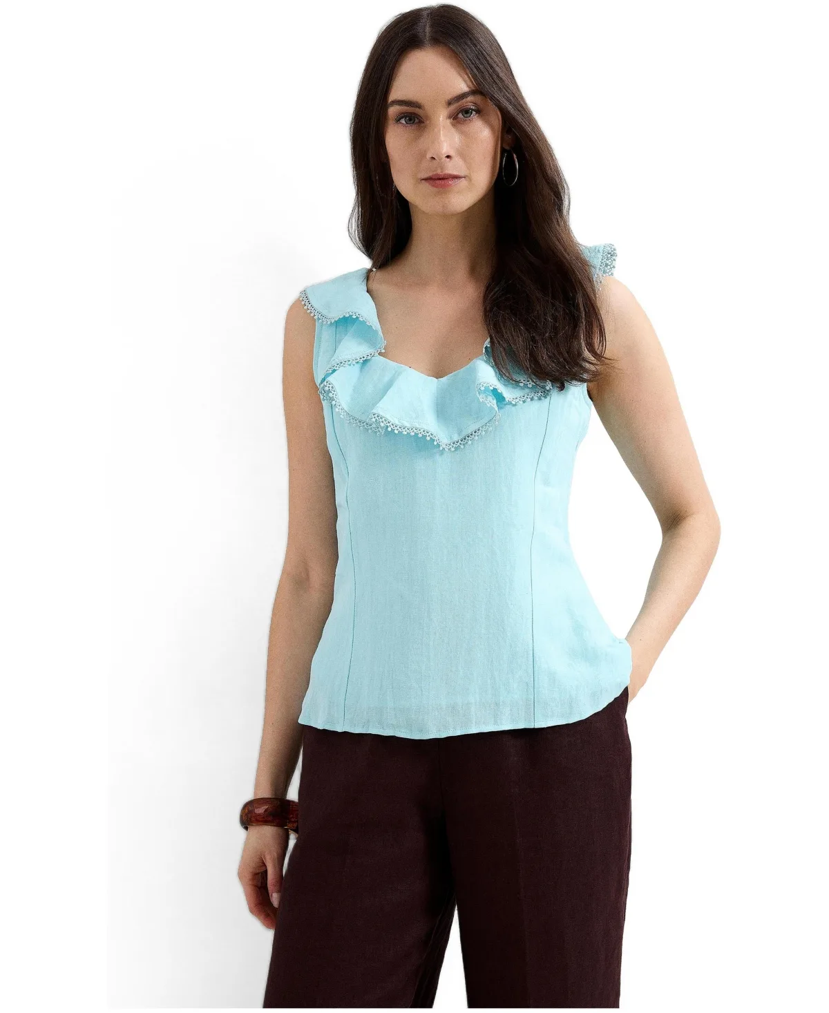 Rhona Sleeveless Linen Blend Blouse by Phase Eight