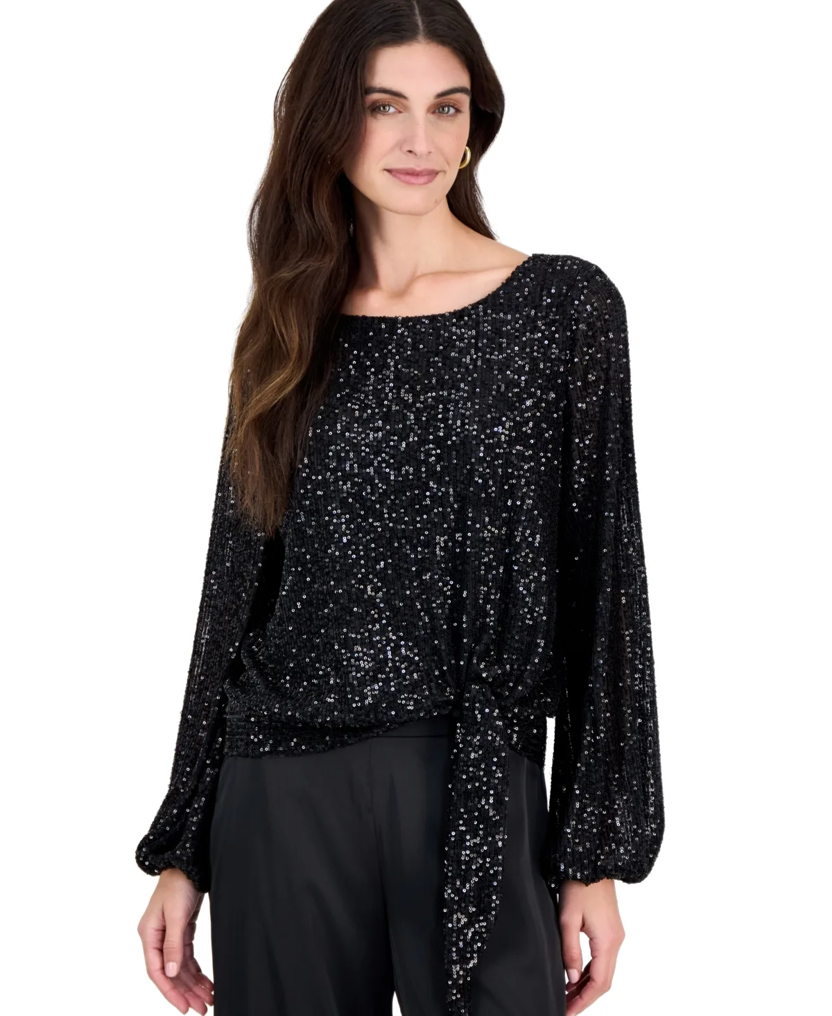 Sequin Long-Sleeve Blouse