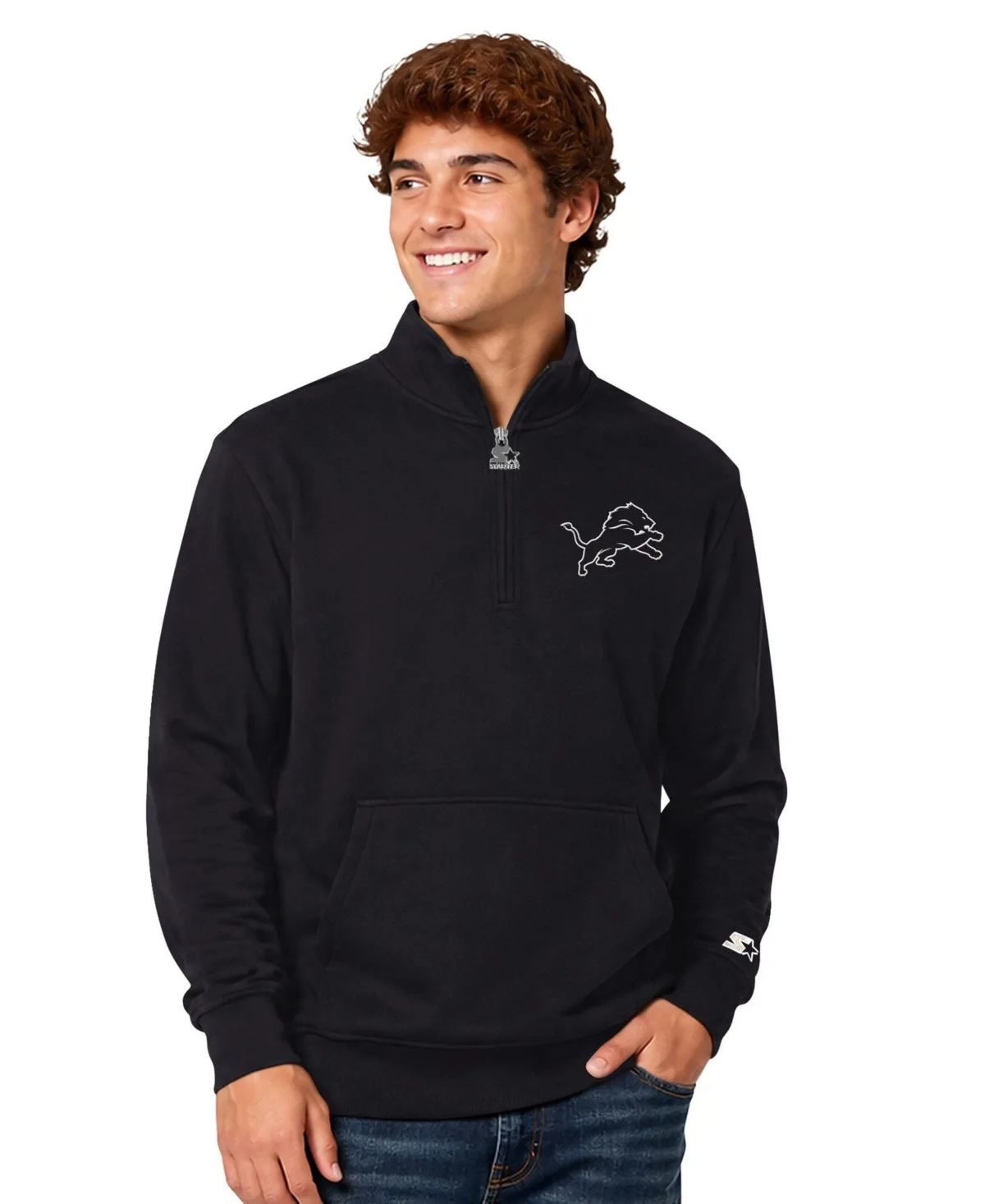 Detroit Lions Thursday Night Gridiron Batwing Quarter-Zip Sweatshirt by Starter