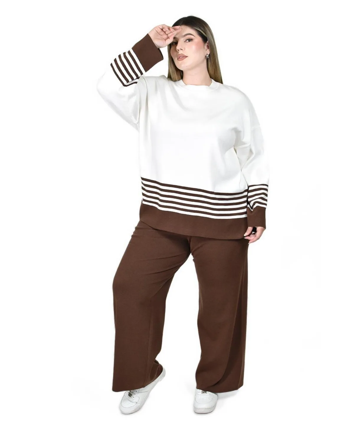 Striped Knit Set by Roman Fashion