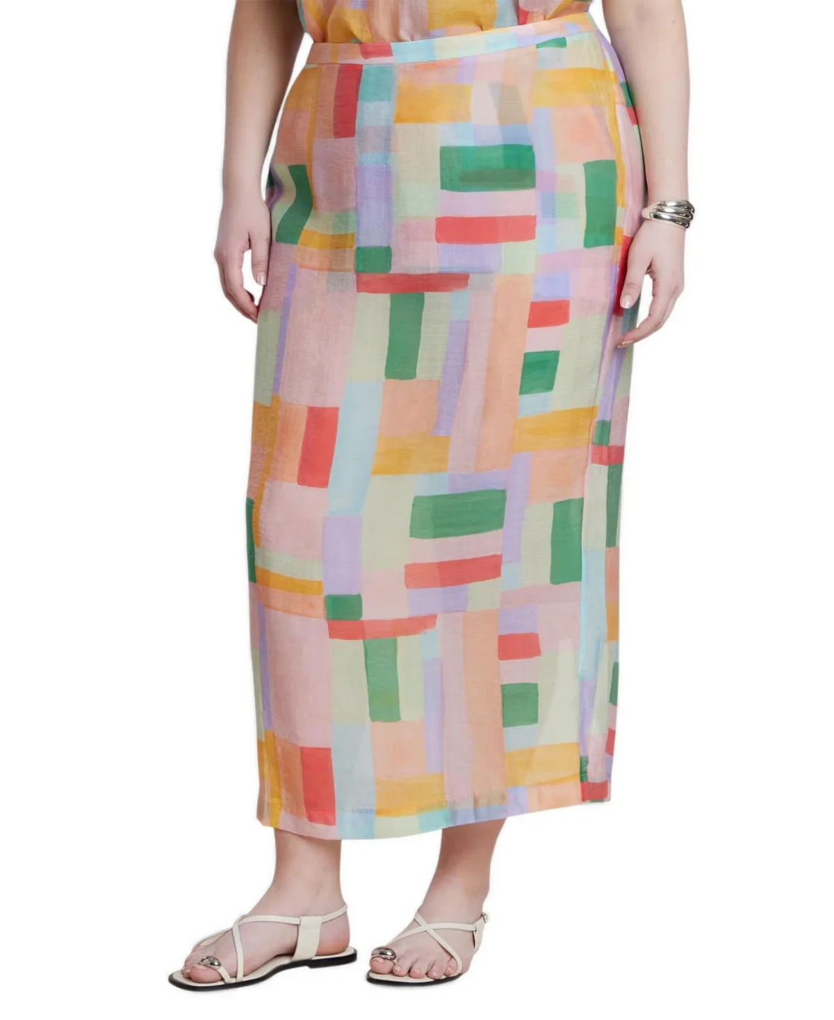 Sheer Printed Organza Skirt by Eloquii