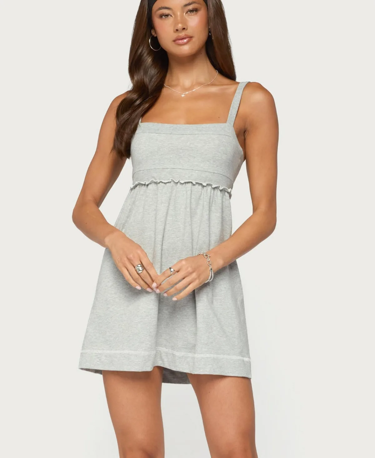 Raela Square-Neck Babydoll Mini Dress by Edikted