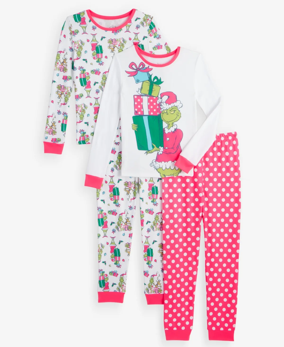 The Grinch Long-Sleeve Top and Pants, 4-Piece Pajama Set by Dr Seuss