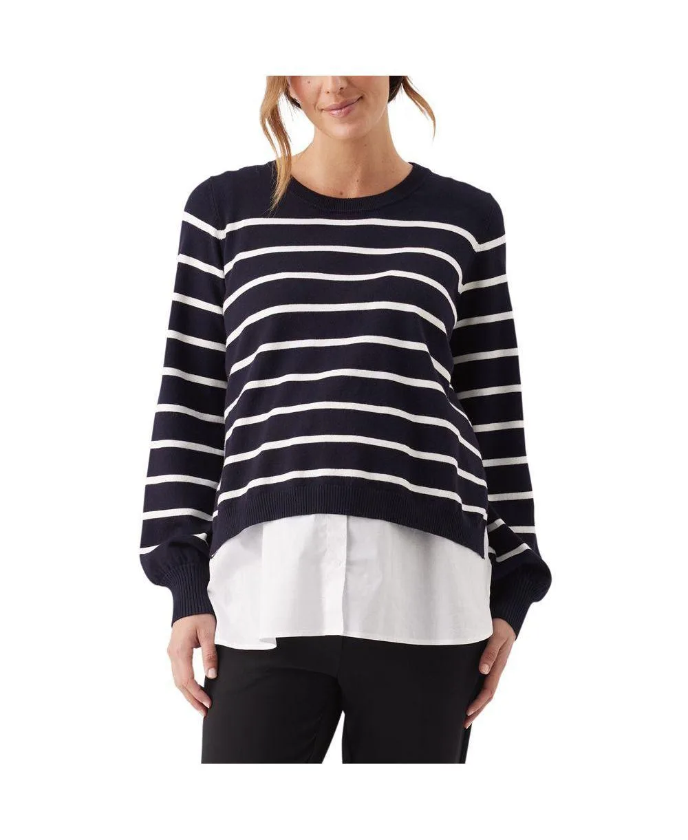 Anna Detachable Stripe Nursing Knit Sweater by Ripe Maternity