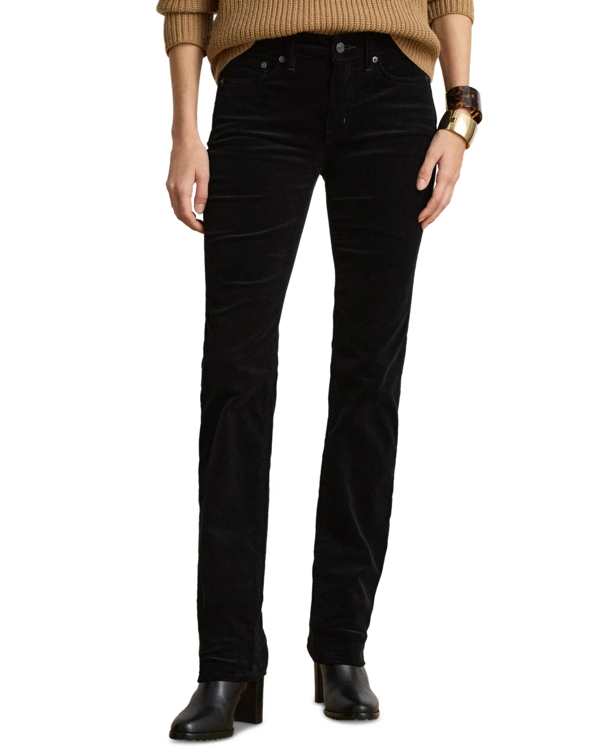 Lauren Ralph Lauren Mid-Rise Slim-Straight Corduroy Pants by Ralph Lauren