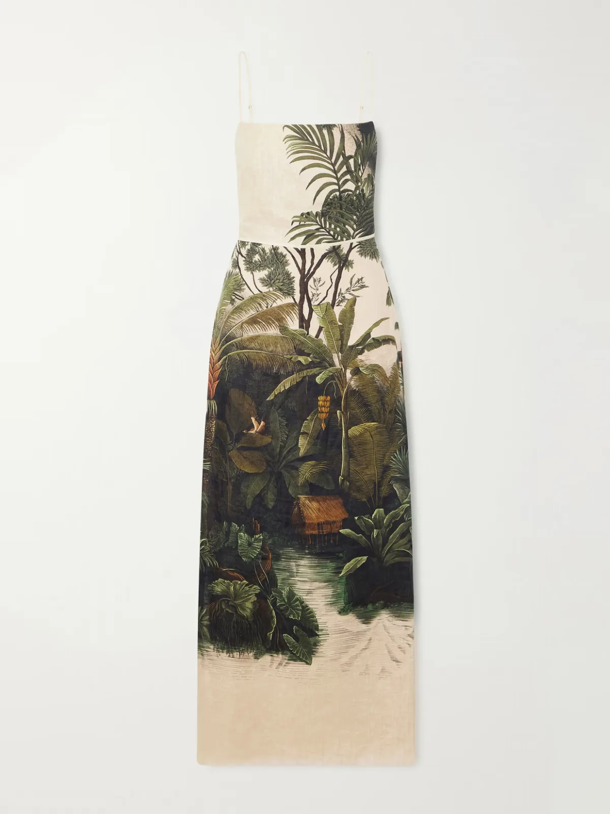 - Andean Mythology Printed Linen Maxi Dress -